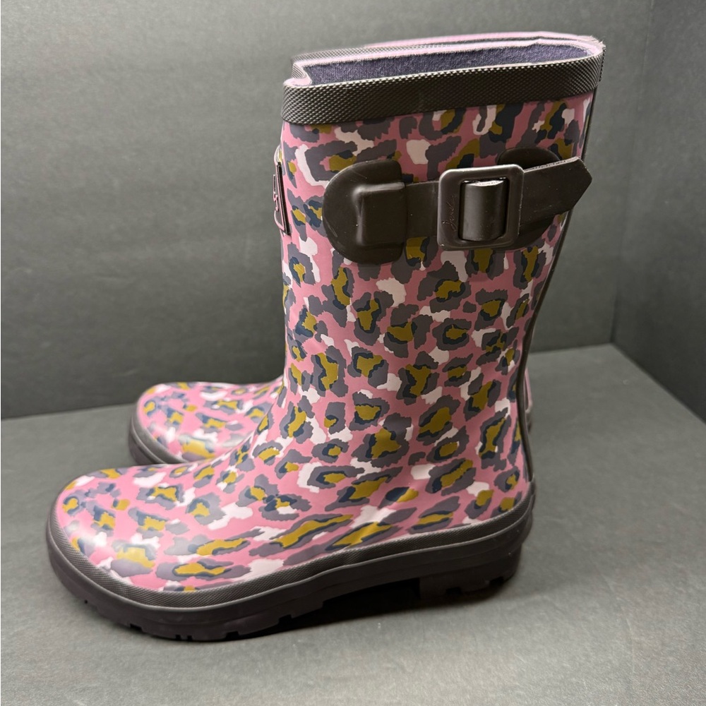 Joules Pink and Purple Leopard Print Rain Boots - Picture 4 of 7